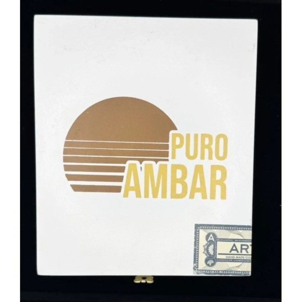 Puro Ambar Wooden Cigar Box Empty Dominican Republic Hinged Display Storage